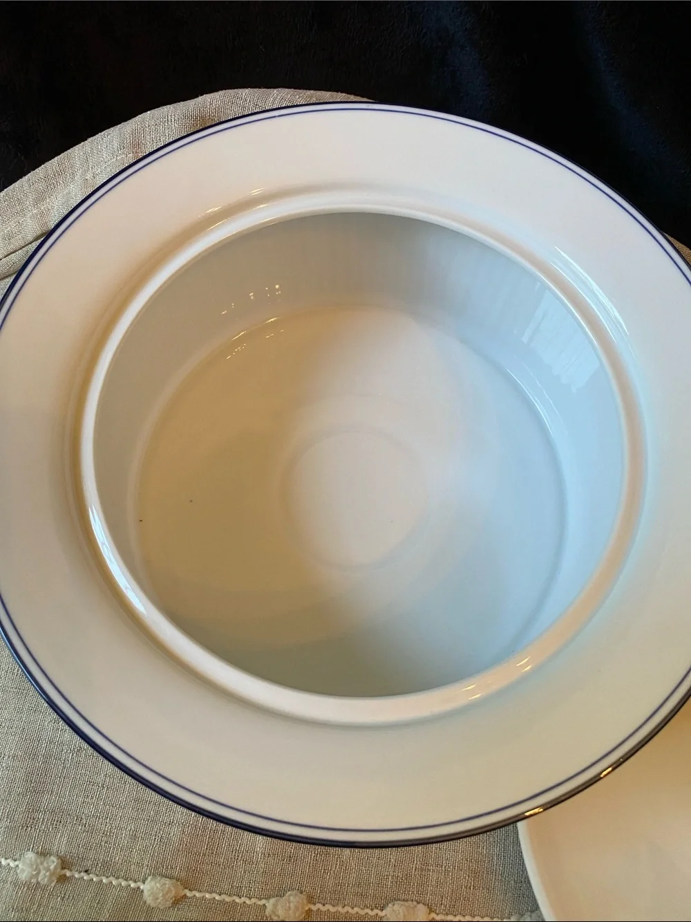 Dansk White & Blue Bistro Ceramic Covered Casserole Dish